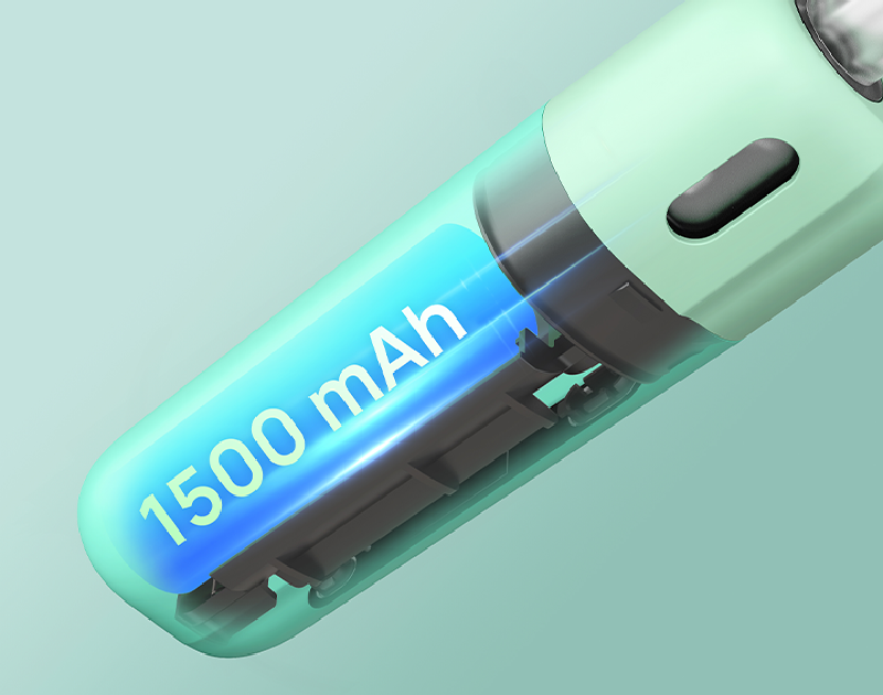1500 Mah 電池容量，2A 快速充電